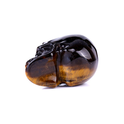 Nicedony 2.2" Gold Tiger Eye Hand Carved Realistic Skull Sculpture - View 7