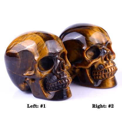 Nicedony 2.2" Gold Tiger Eye Hand Carved Realistic Skull Sculpture - View 23