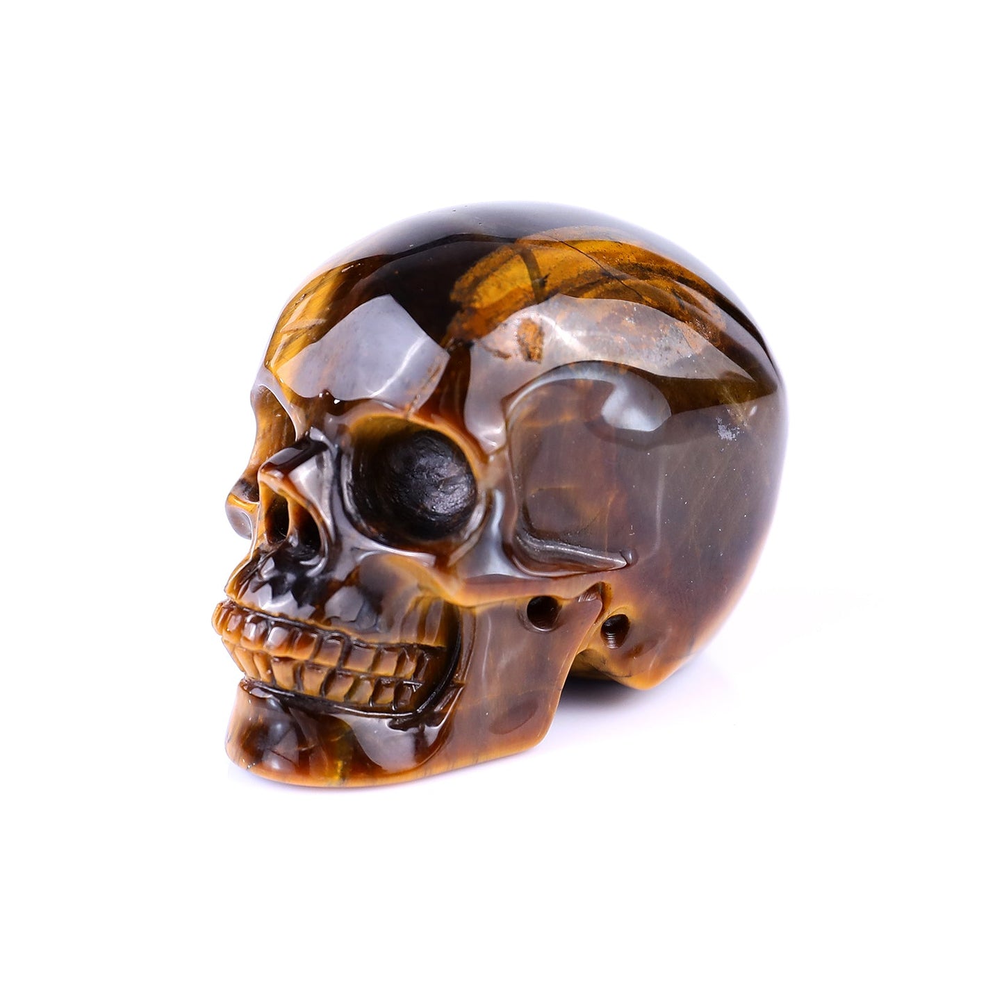 Nicedony 2.2" Gold Tiger Eye Hand Carved Realistic Skull Sculpture - View 14