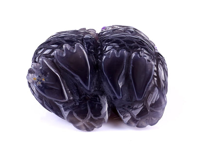 Nicedony 2.3" Amethyst Druse Agate Hand Carved Crystal Owls Sculpture - View 6