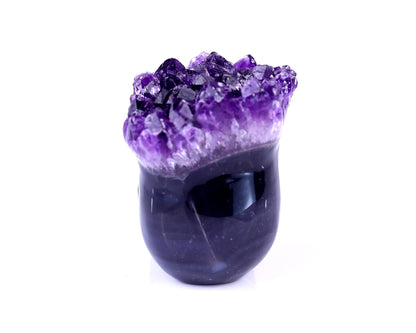 Nicedony 2.3" Amethyst Druse Agate Hand Carved Skull Sculpture - View 5