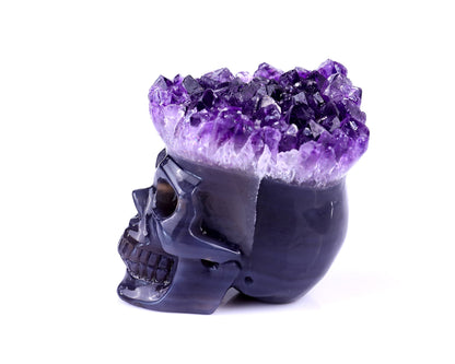 Nicedony 2.3" Amethyst Druse Agate Hand Carved Skull Sculpture - View 4