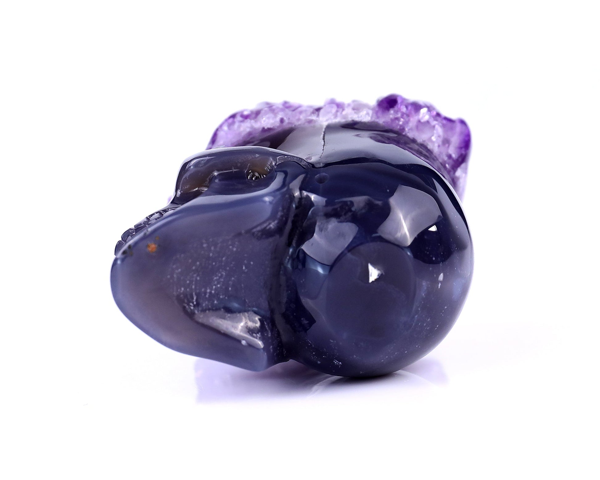 Nicedony 2.3" Amethyst Druse Agate Hand Carved Skull Sculpture - View 6