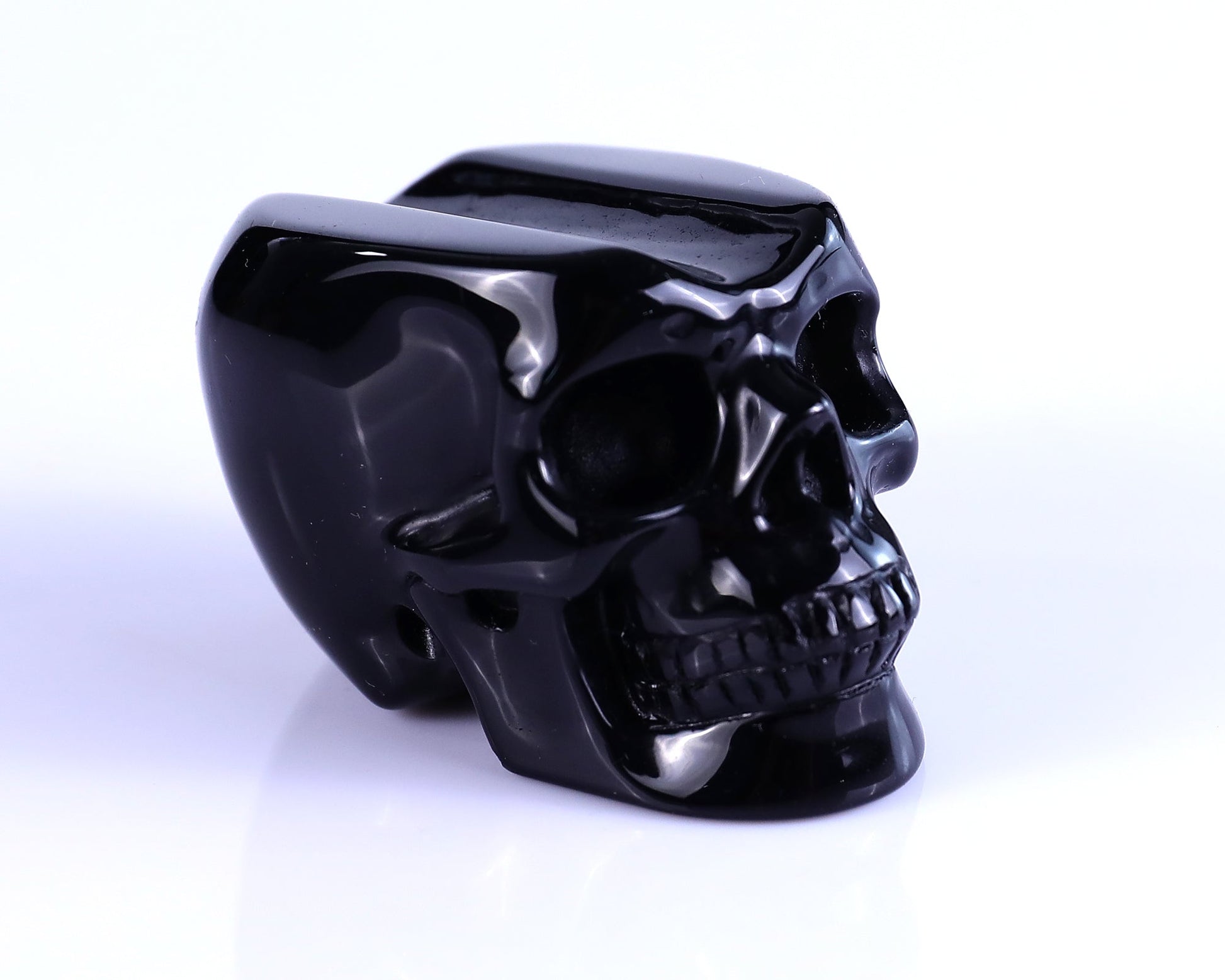 Nicedony 2.3" Black Obsidian Hand Carved Realistic Skull Cigar Stand - View 2