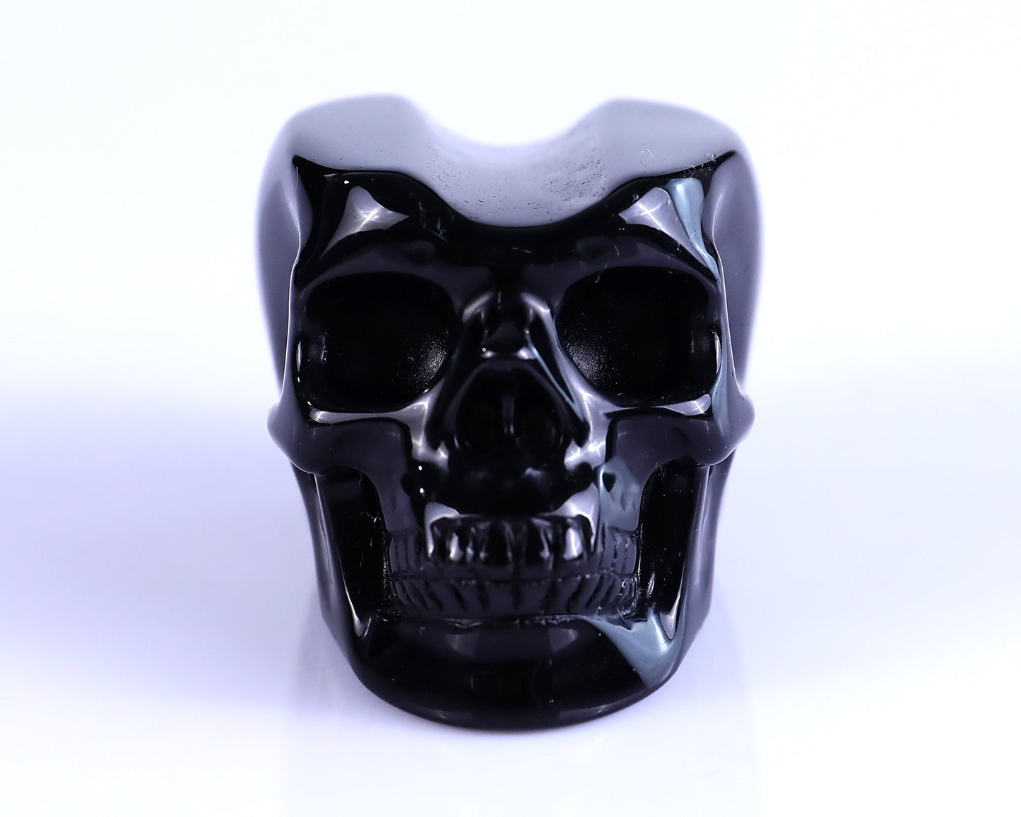 Nicedony 2.3" Black Obsidian Hand Carved Realistic Skull Cigar Stand - View 3