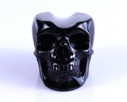 Nicedony 2.3" Black Obsidian Hand Carved Realistic Skull Cigar Stand - View 3