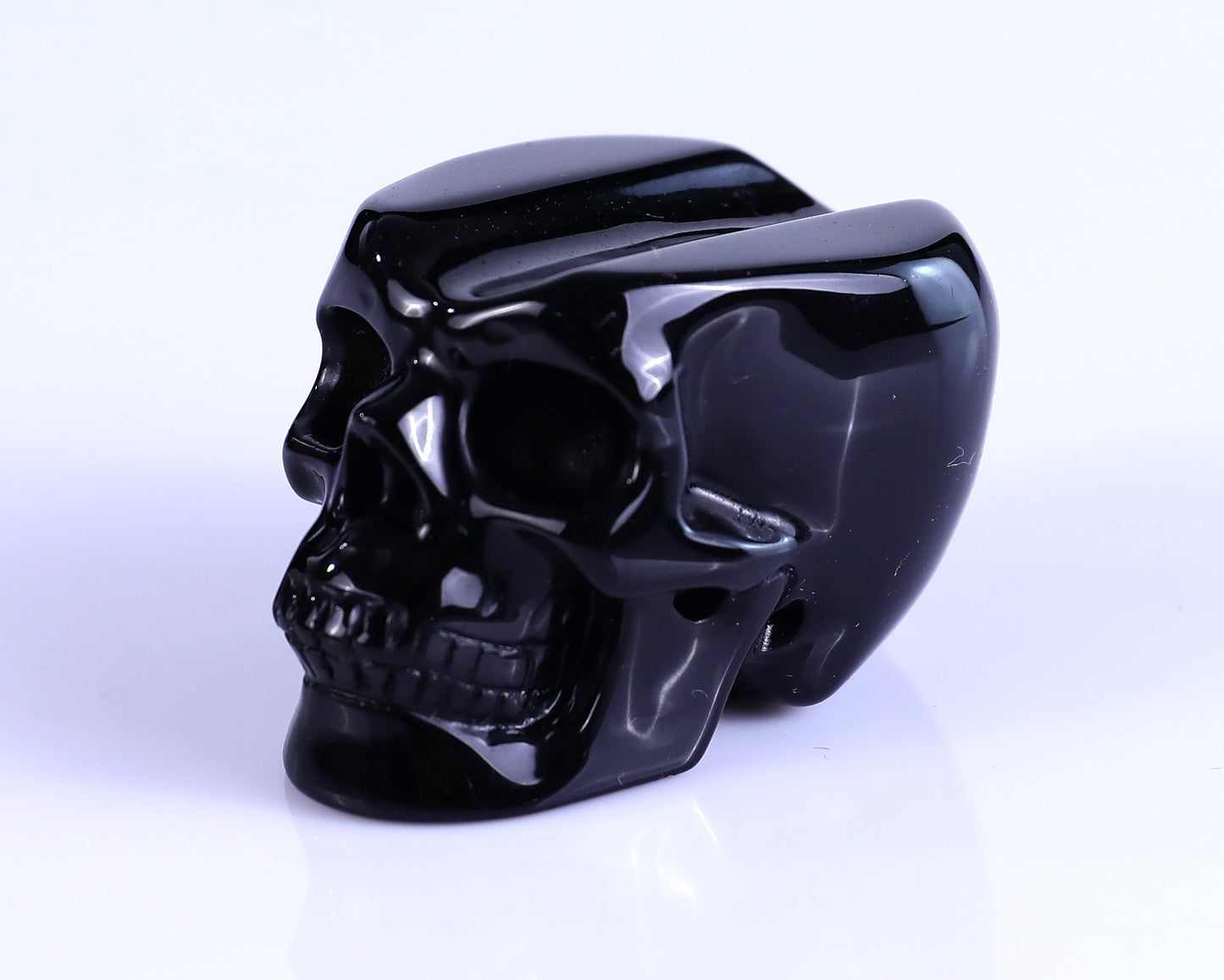 Nicedony 2.3" Black Obsidian Hand Carved Realistic Skull Cigar Stand - View 7