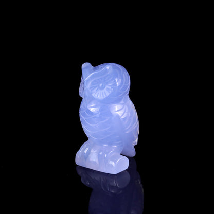 Nicedony 2.3" Blue Chalcedony Hand Carved Crystal Owl Sculpture - View 7