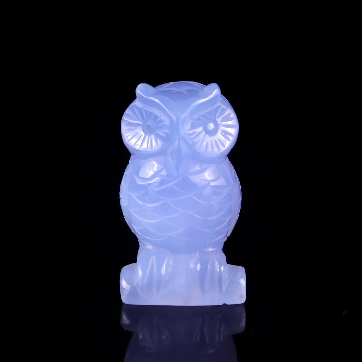 Nicedony 2.3" Blue Chalcedony Hand Carved Crystal Owl Sculpture - View 2