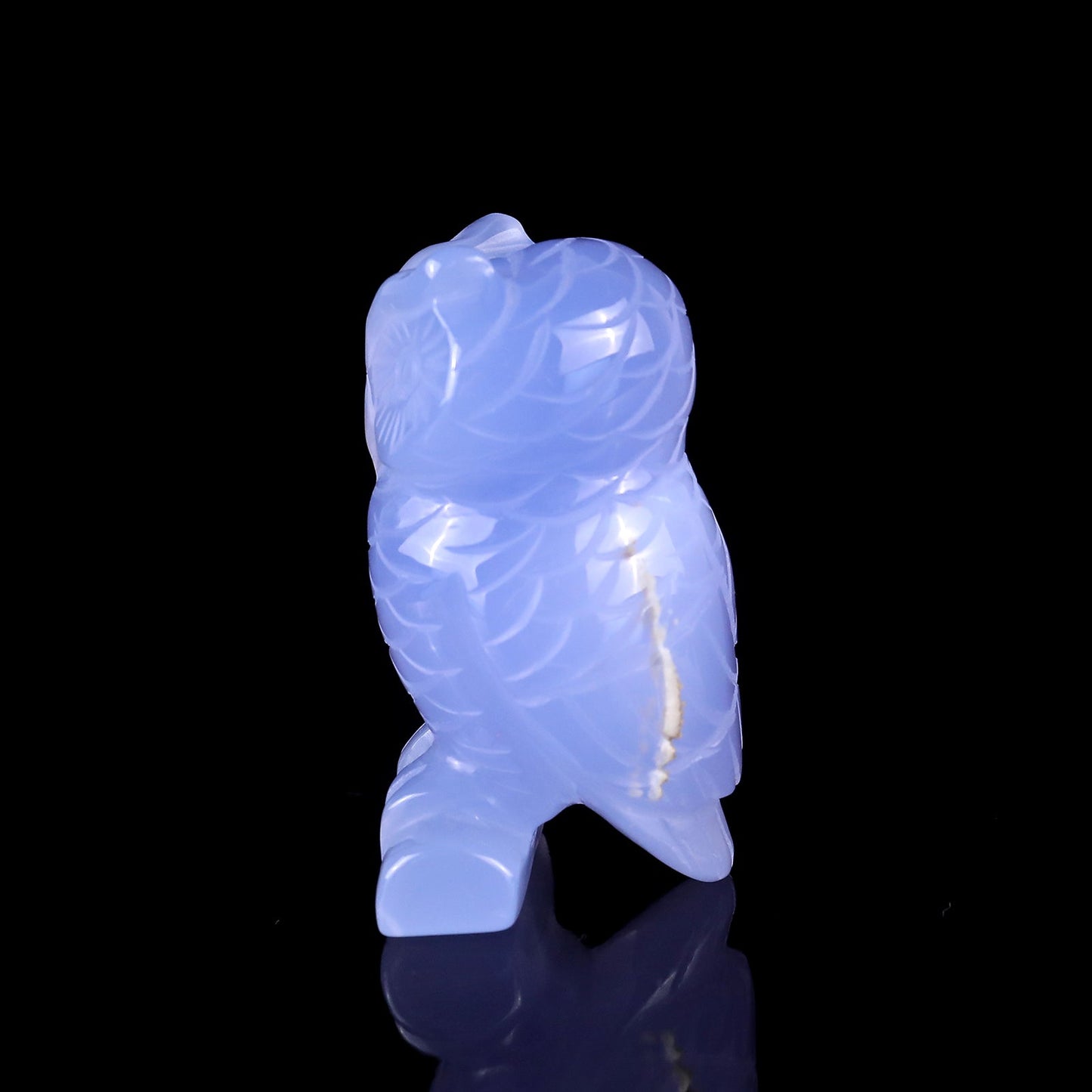 Nicedony 2.3" Blue Chalcedony Hand Carved Crystal Owl Sculpture - View 4