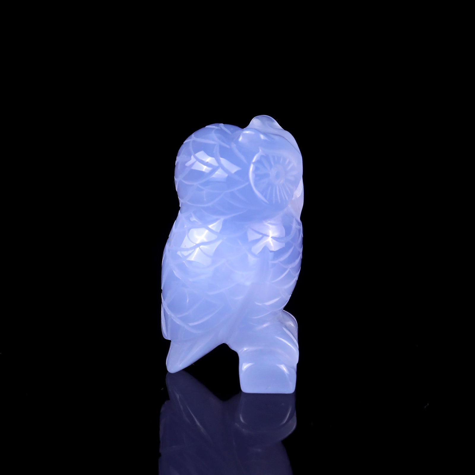 Nicedony 2.3" Blue Chalcedony Hand Carved Crystal Owl Sculpture - View 3