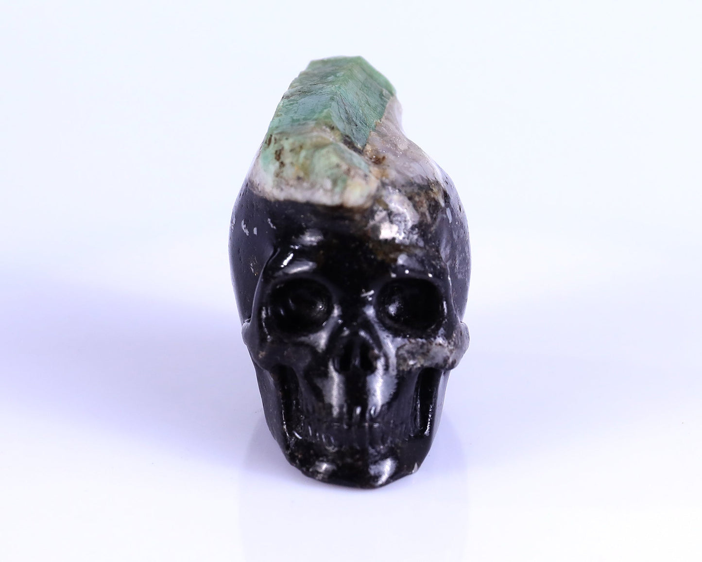 Nicedony 2.3" Emerald Hand Carved Mineral Specimen Skull Sculpture - View 2