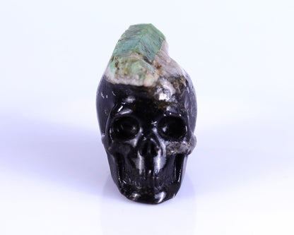 Nicedony 2.3" Emerald Hand Carved Mineral Specimen Skull Sculpture - View 2