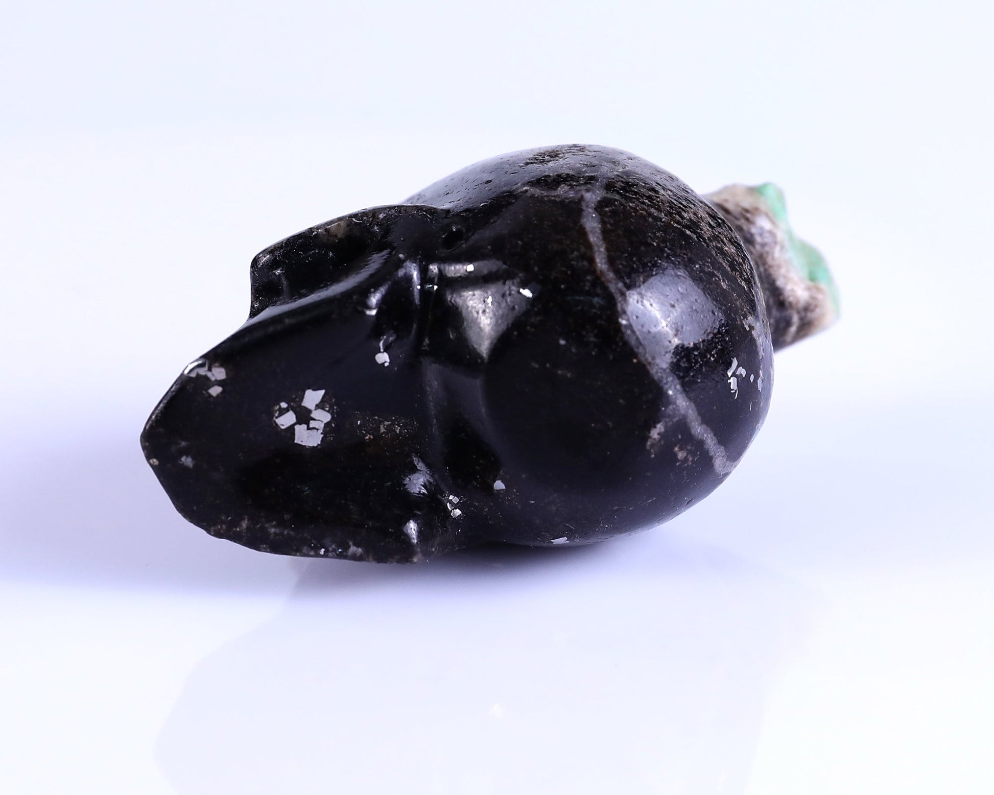 Nicedony 2.3" Emerald Hand Carved Mineral Specimen Skull Sculpture - View 8
