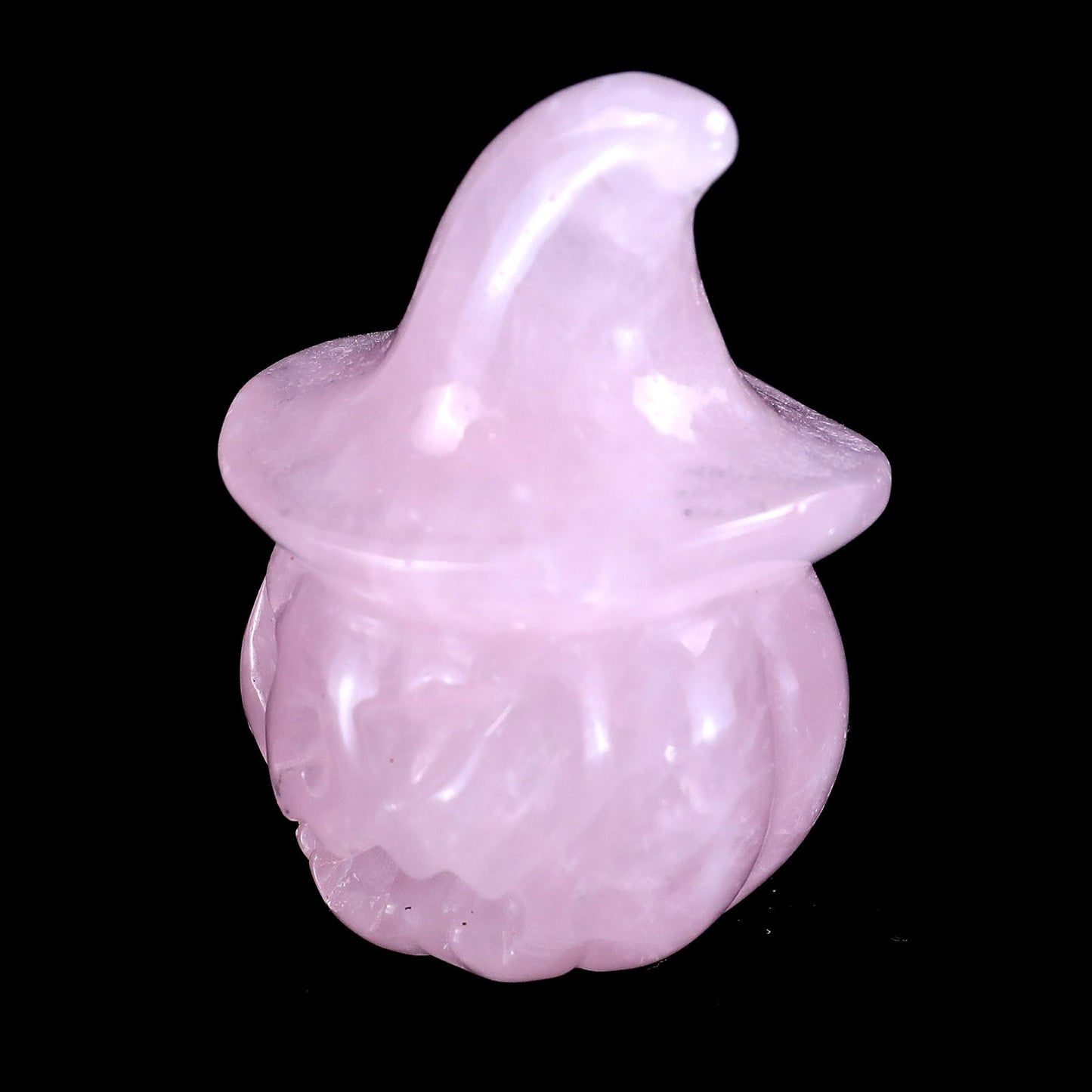 Nicedony 2.3” Natural Rose Quartz Hand Carved Crystal Wizard Pumpkin Sculpture, Halloween Gift - View 7