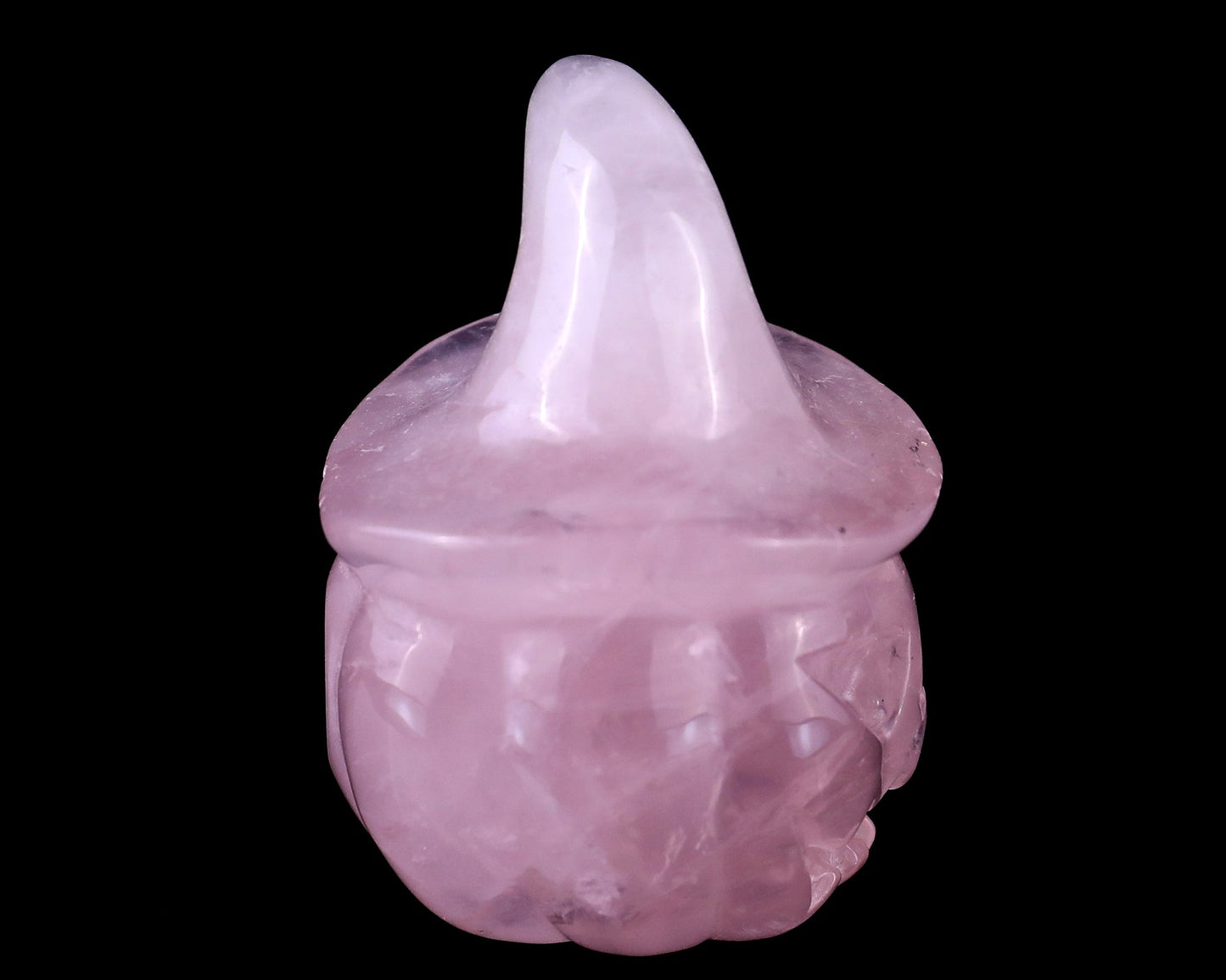 Nicedony 2.3” Rose Quartz Hand Carved Wizard Pumpkin Sculpture - View 4
