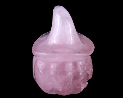 Nicedony 2.3” Rose Quartz Hand Carved Wizard Pumpkin Sculpture - View 4