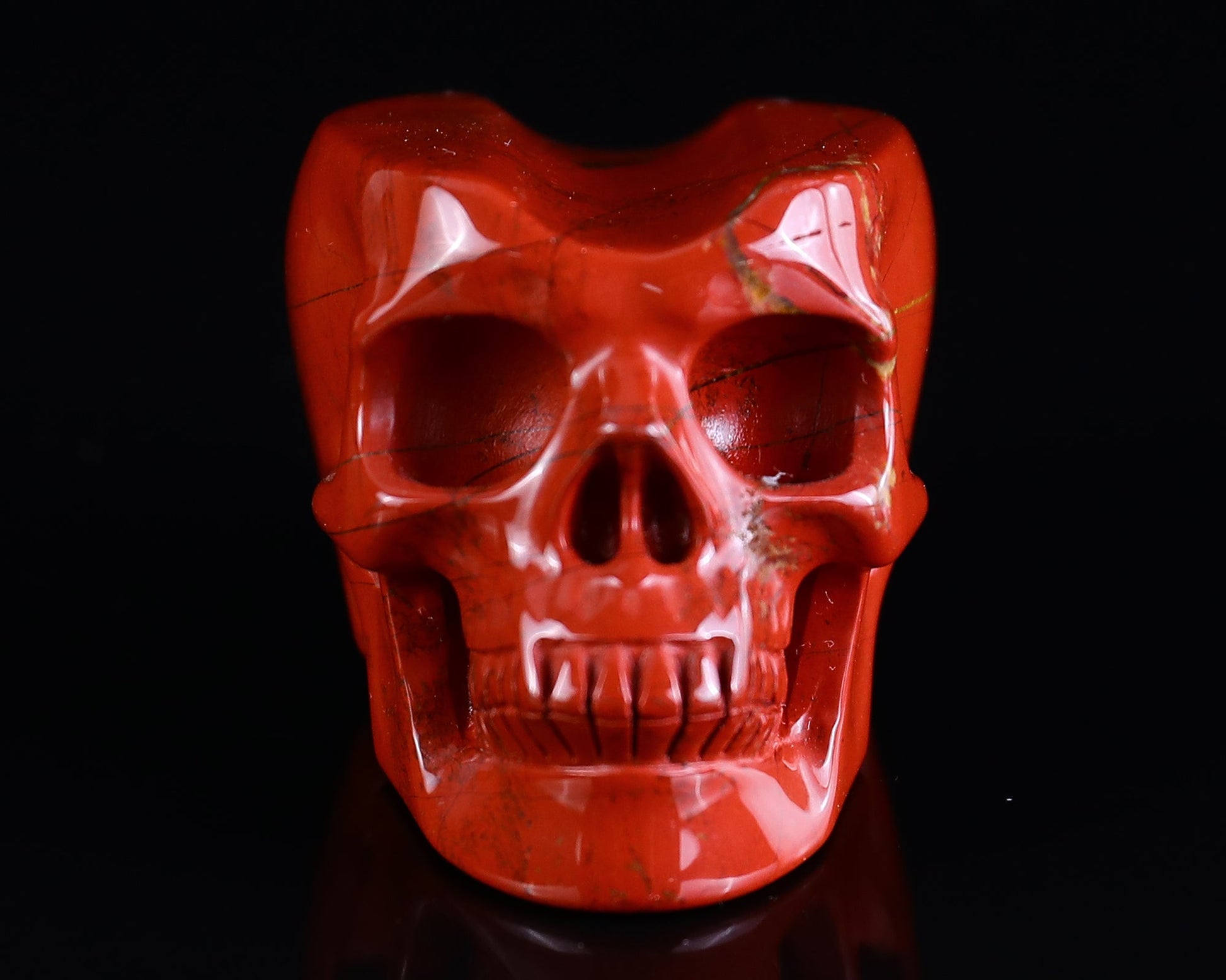 Nicedony 2.3" Red Jasper Hand Carved Realistic Skull Cigar Stand - View 3