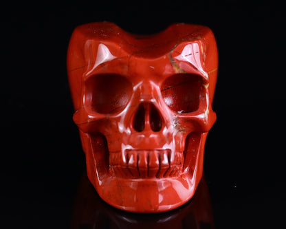 Nicedony 2.3" Red Jasper Hand Carved Realistic Skull Cigar Stand - View 3