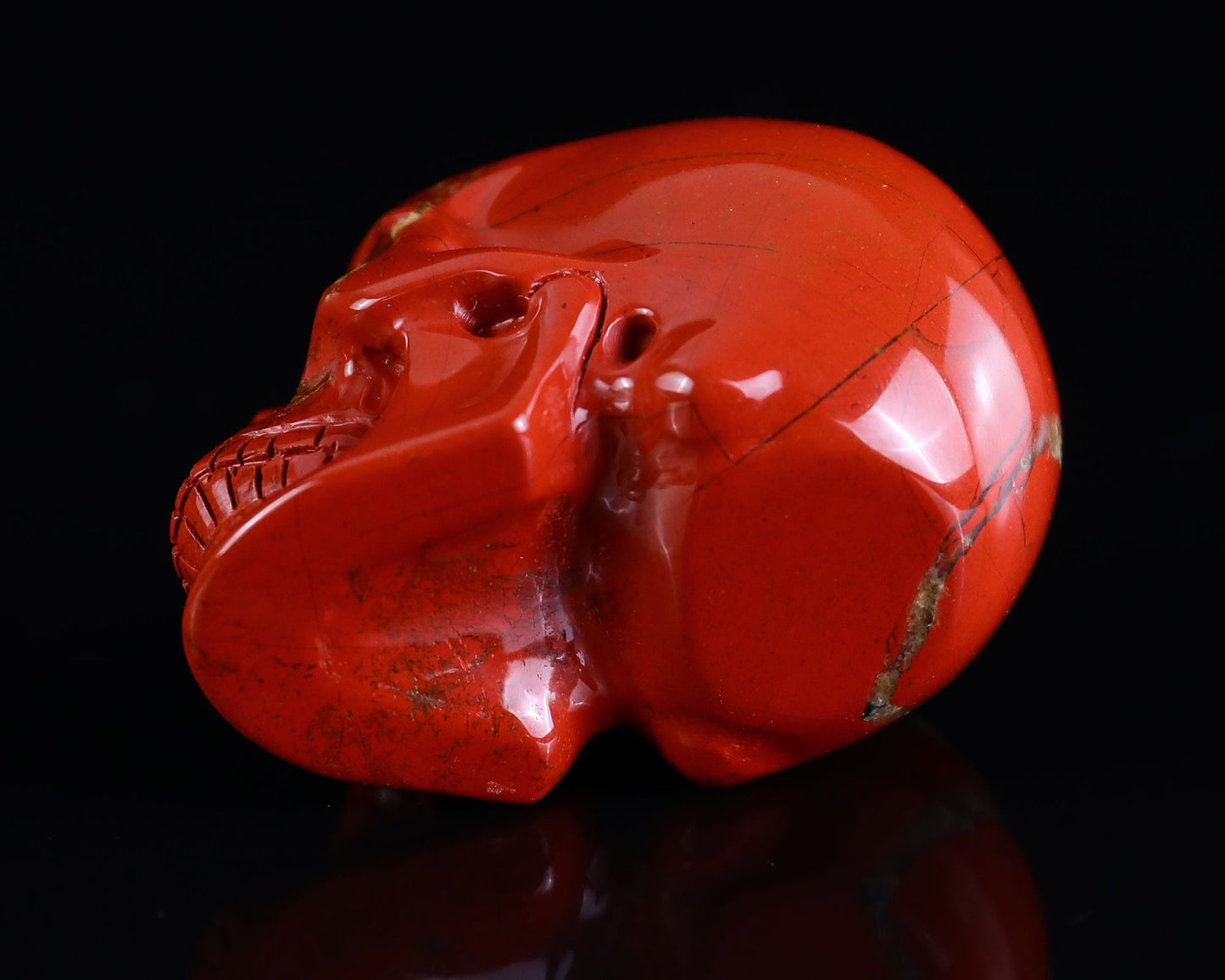 Nicedony 2.3" Red Jasper Hand Carved Realistic Skull Cigar Stand - View 6