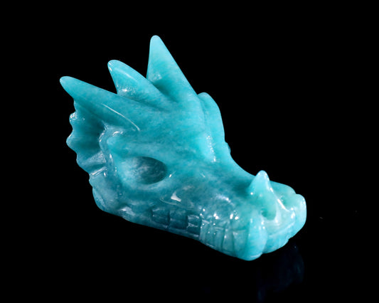 Nicedony 2.5" Amazonite Hand Carved Crystal Dragon Skull Sculpture (SKU: 3100728) - Photo 1