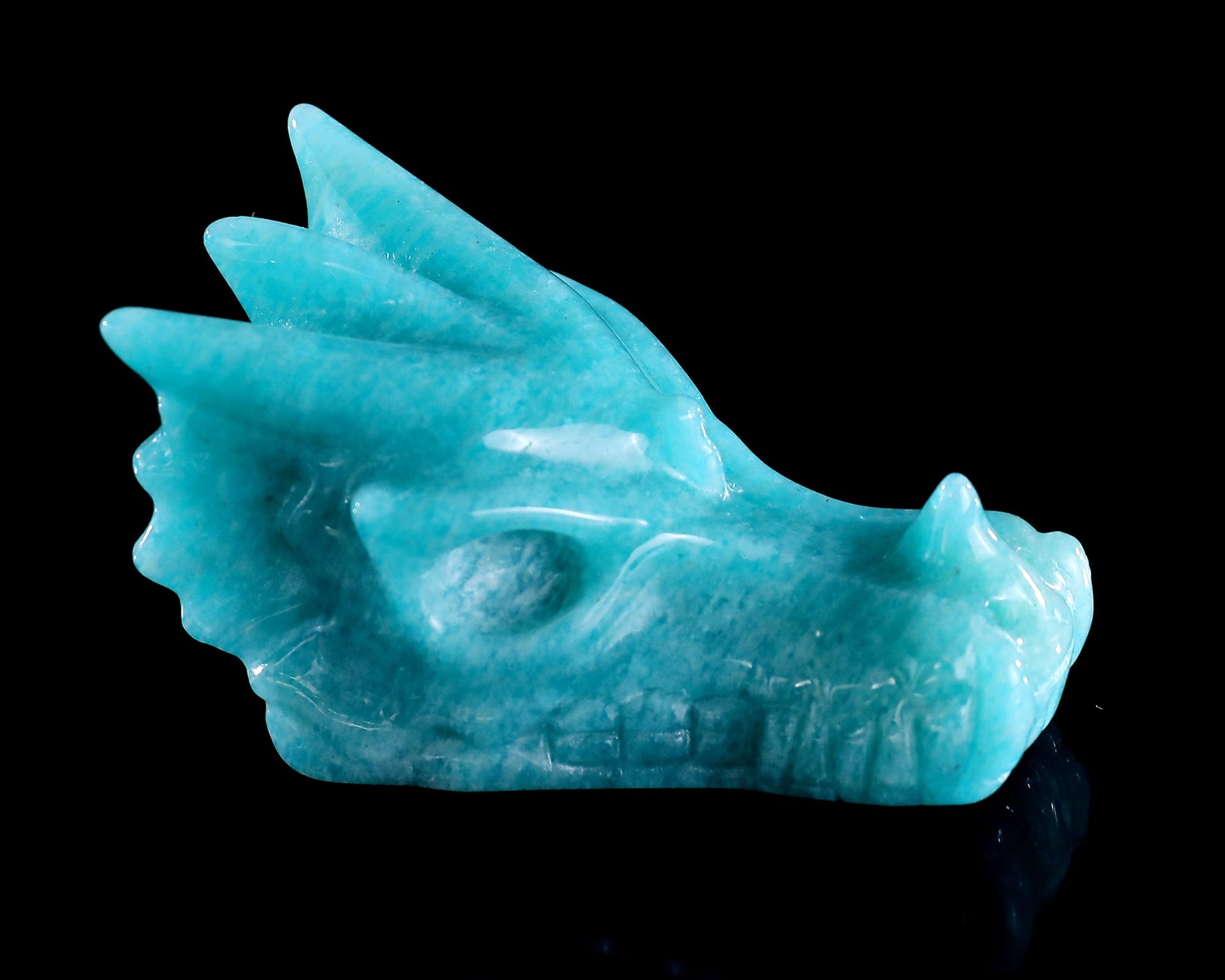 Nicedony 2.4" Amazonite Hand Carved Crystal Dragon Skull Sculpture - View 4