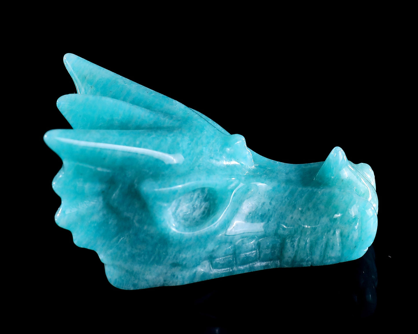 Nicedony 2.4" Amazonite Hand Carved Crystal Dragon Skull Sculpture - View 5