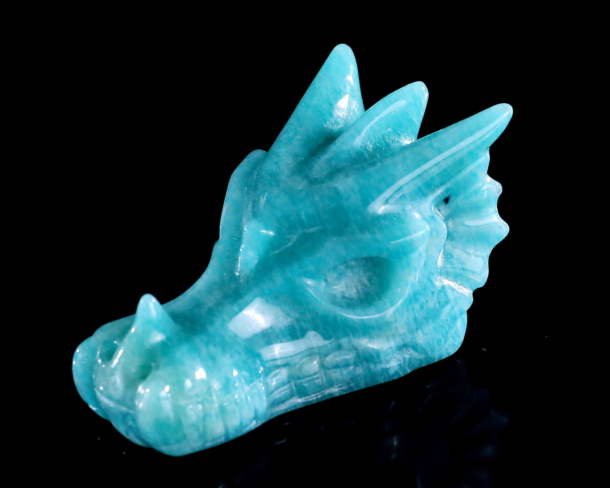 Nicedony 2.4" Amazonite Hand Carved Crystal Dragon Skull Sculpture - View 8