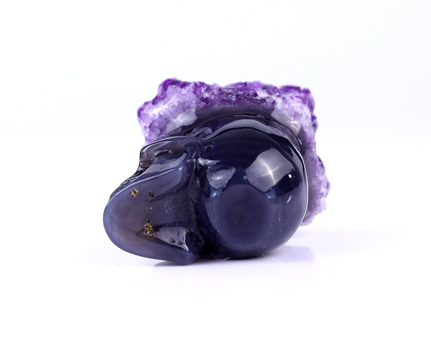 Nicedony 2.4" Amethyst Druse Agate Hand Carved Skull Sculpture - View 6