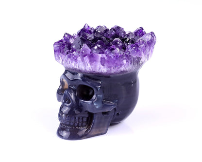 Nicedony 2.4" Amethyst Druse Agate Hand Carved Skull Sculpture - View 7