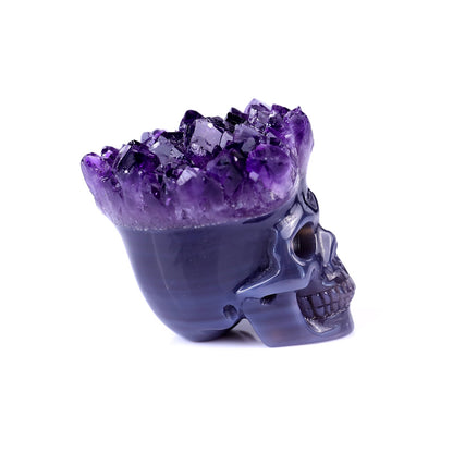 Nicedony 2.4" Amethyst Druse Agate Hand Carved Skull Sculpture - View 10