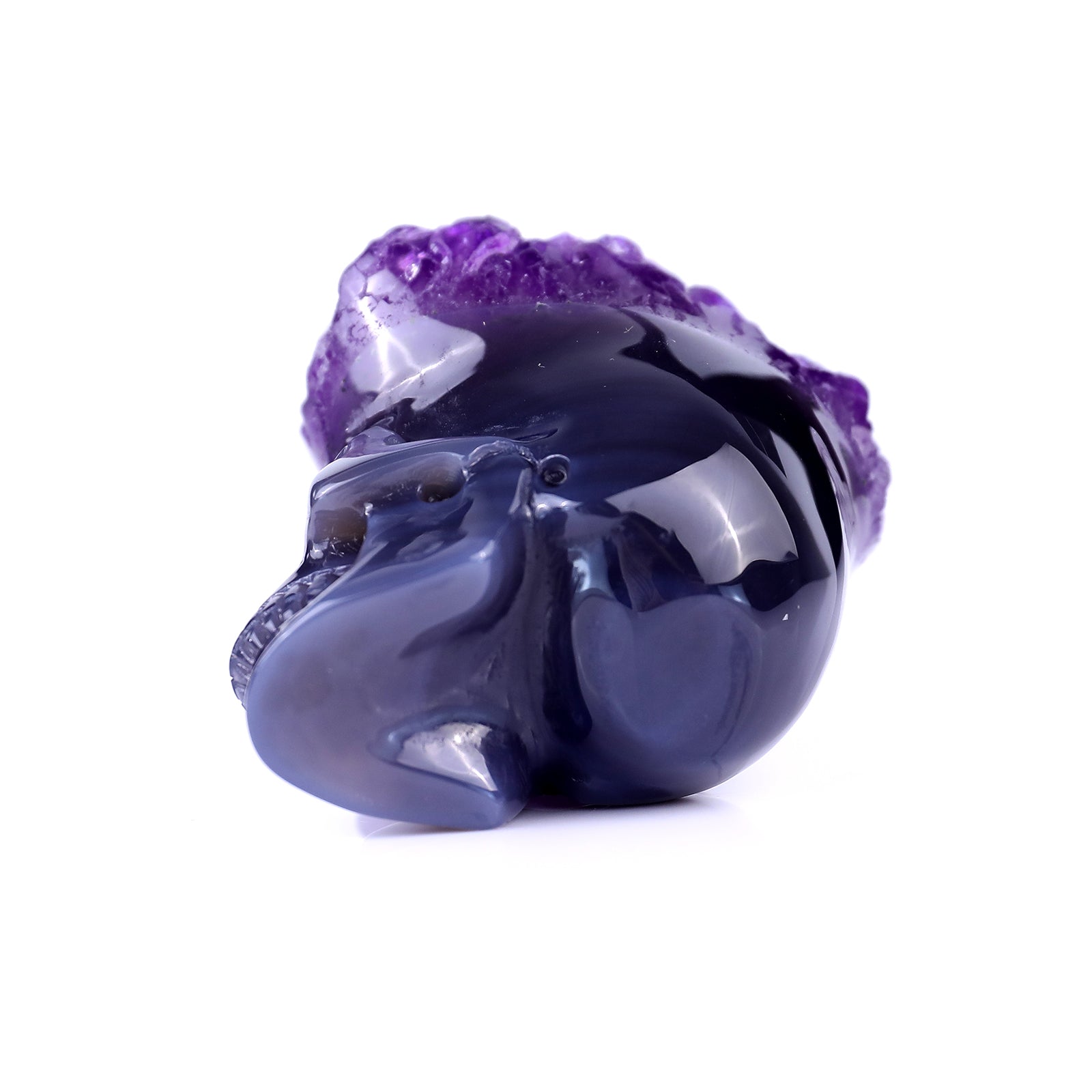 Nicedony 2.4" Amethyst Druse Agate Hand Carved Skull Sculpture - View 13