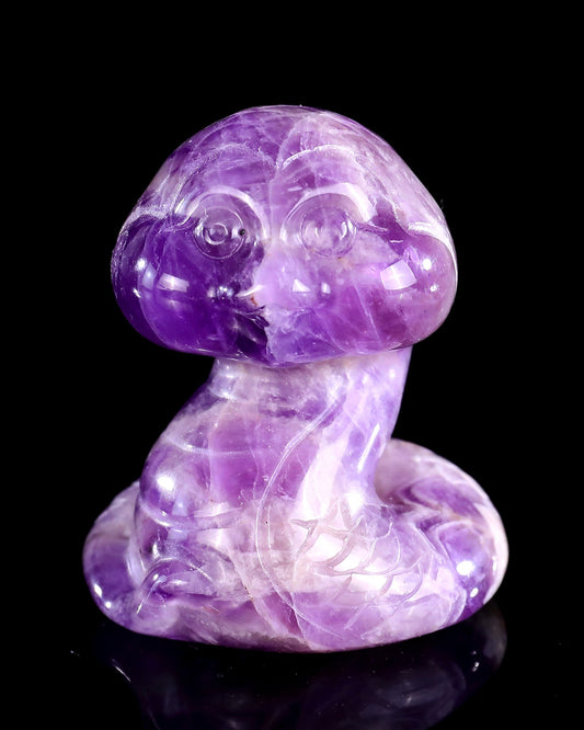 Nicedony 2.4" Amethyst Hand Carved Crystal Baby Snake Sculpture
