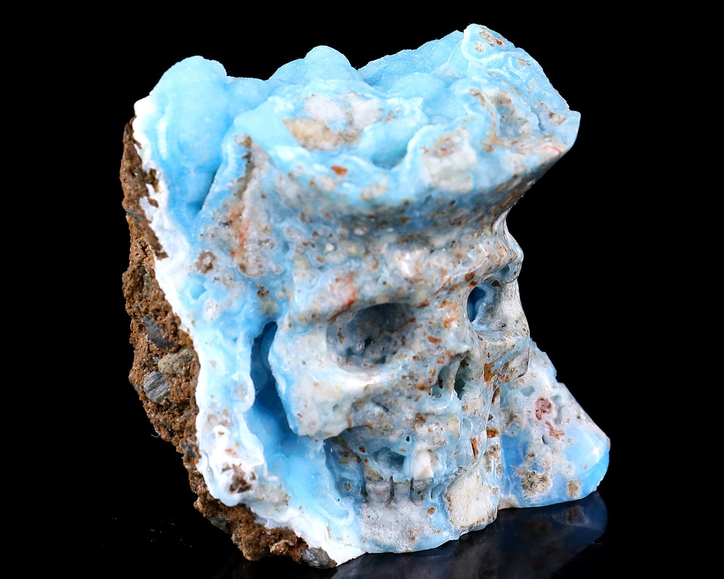 Nicedony 2.4" Blue Aragonite Hand Carved Skull Sculpture