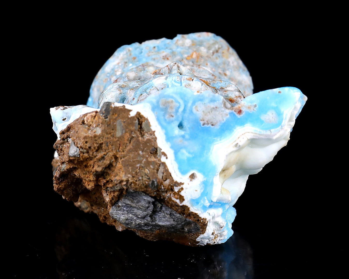 Nicedony 2.4" Blue Aragonite Hand Carved Skull Sculpture - View 6