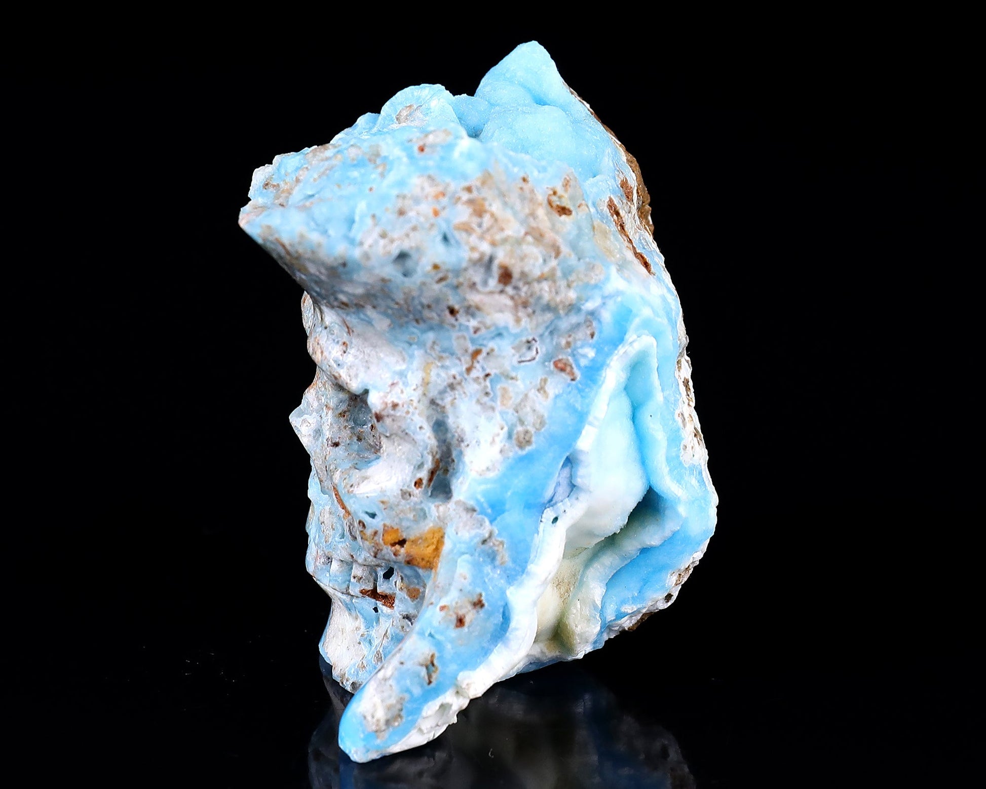 Nicedony 2.4" Blue Aragonite Hand Carved Skull Sculpture - View 4