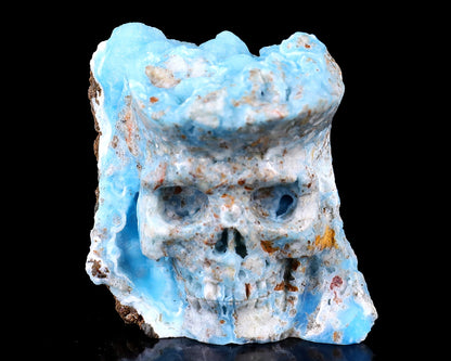 Nicedony 2.4" Blue Aragonite Hand Carved Skull Sculpture - View 2