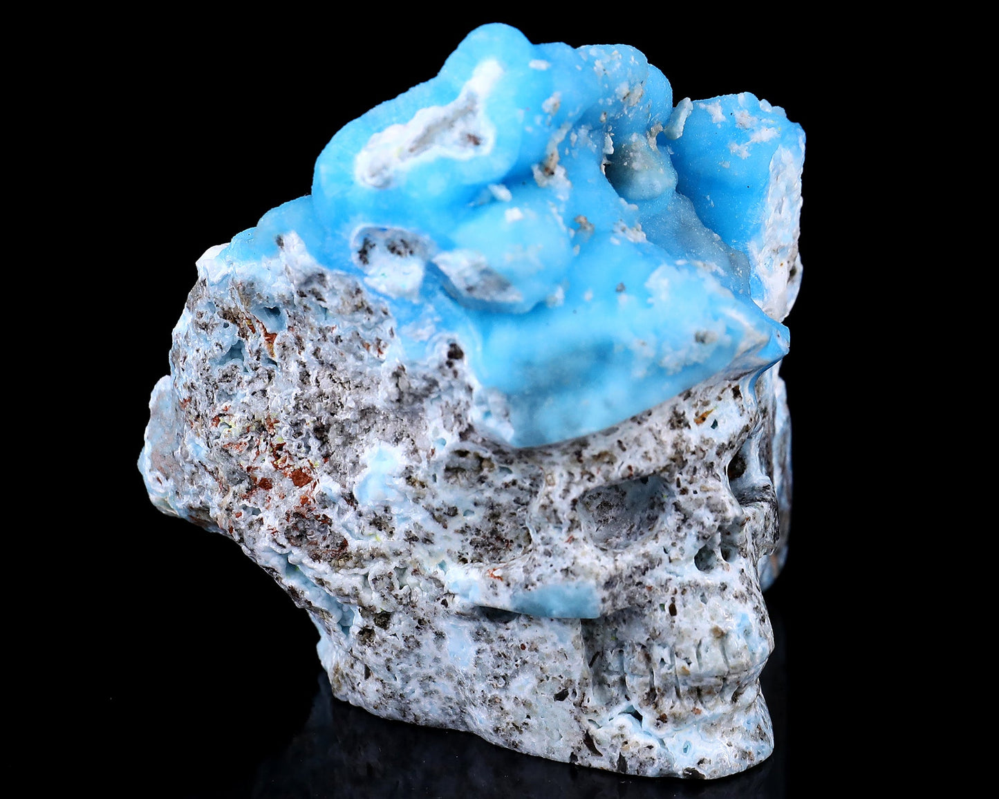 Nicedony 3.2" Blue Aragonite Hand Carved Skull Sculpture