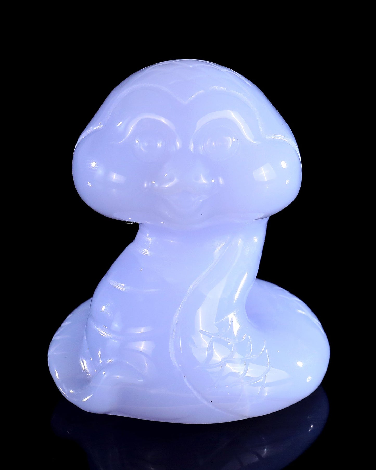 Nicedony 2.4" Blue Chalcedony Hand Carved Crystal Baby Snake Sculpture