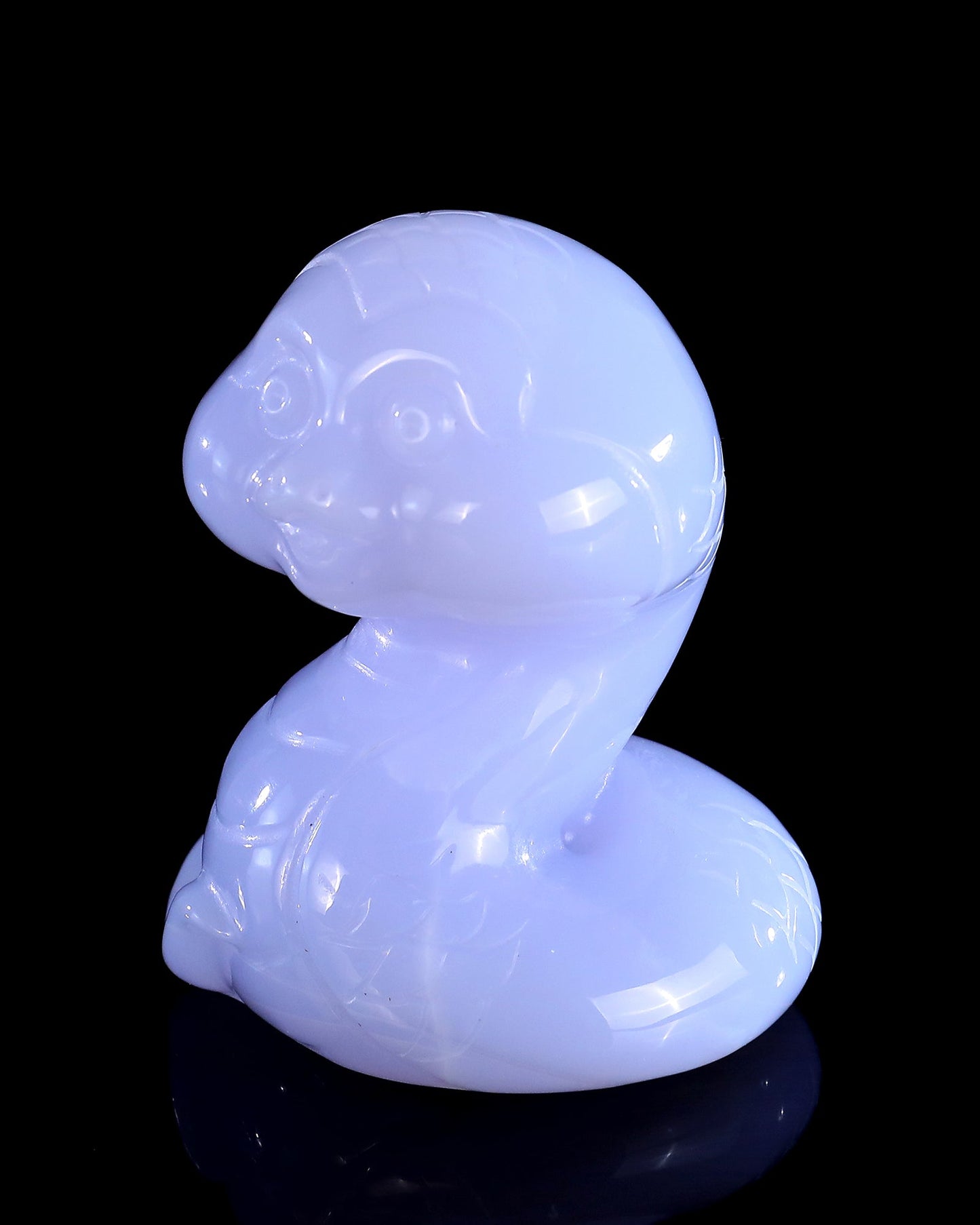 Nicedony 2.4" Blue Chalcedony Hand Carved Crystal Baby Snake Sculpture - View 7