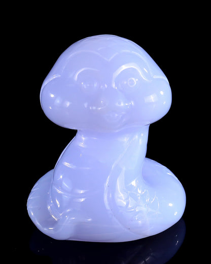 Nicedony 2.4" Blue Chalcedony Hand Carved Crystal Baby Snake Sculpture - View 8