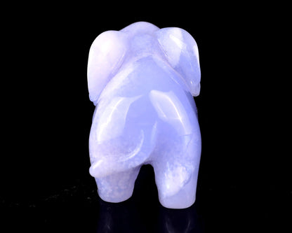 Nicedony 2.4" Blue Chalcedony Hand Carved Crystal Elephant Sculpture - View 6