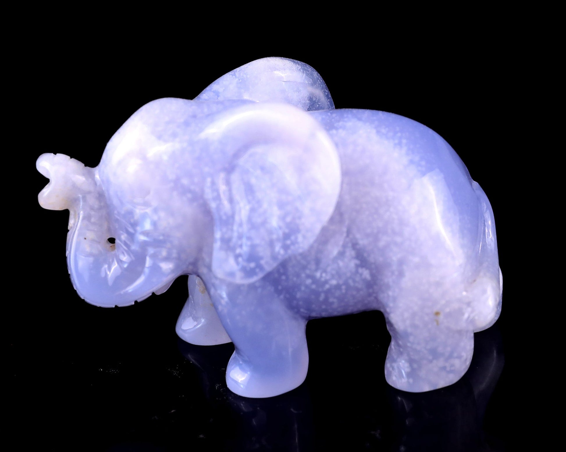 Nicedony 2.4" Blue Chalcedony Hand Carved Crystal Elephant Sculpture - View 8
