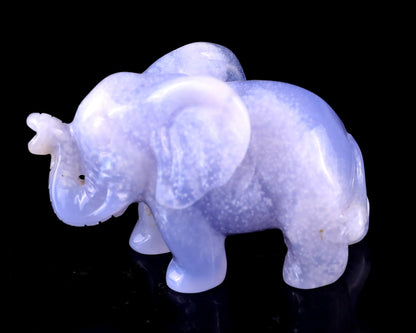 Nicedony 2.4" Blue Chalcedony Hand Carved Crystal Elephant Sculpture - View 8