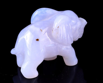 Nicedony 2.4" Blue Chalcedony Hand Carved Crystal Elephant Sculpture - View 15