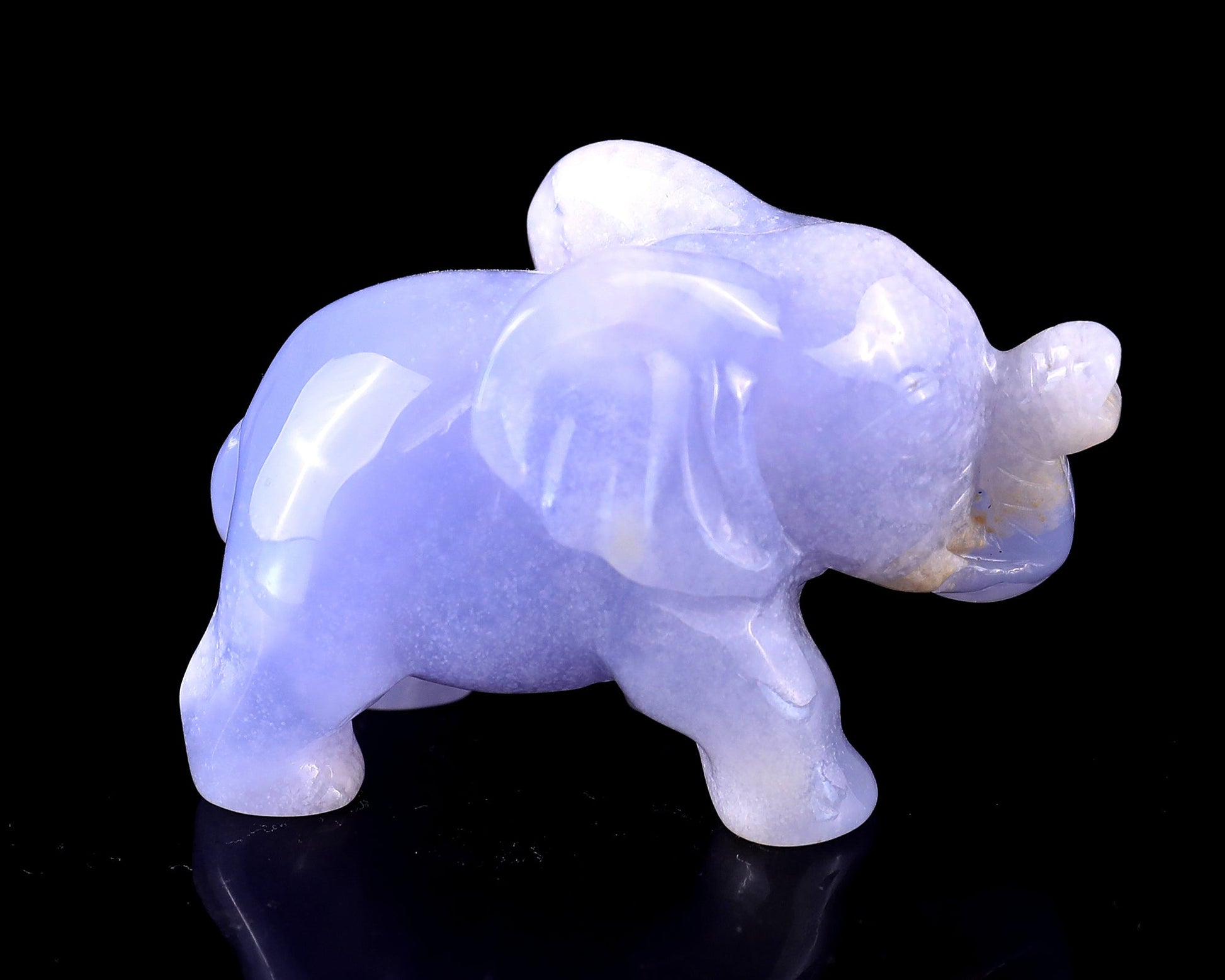 Nicedony 2.4" Blue Chalcedony Hand Carved Crystal Elephant Sculpture - View 4