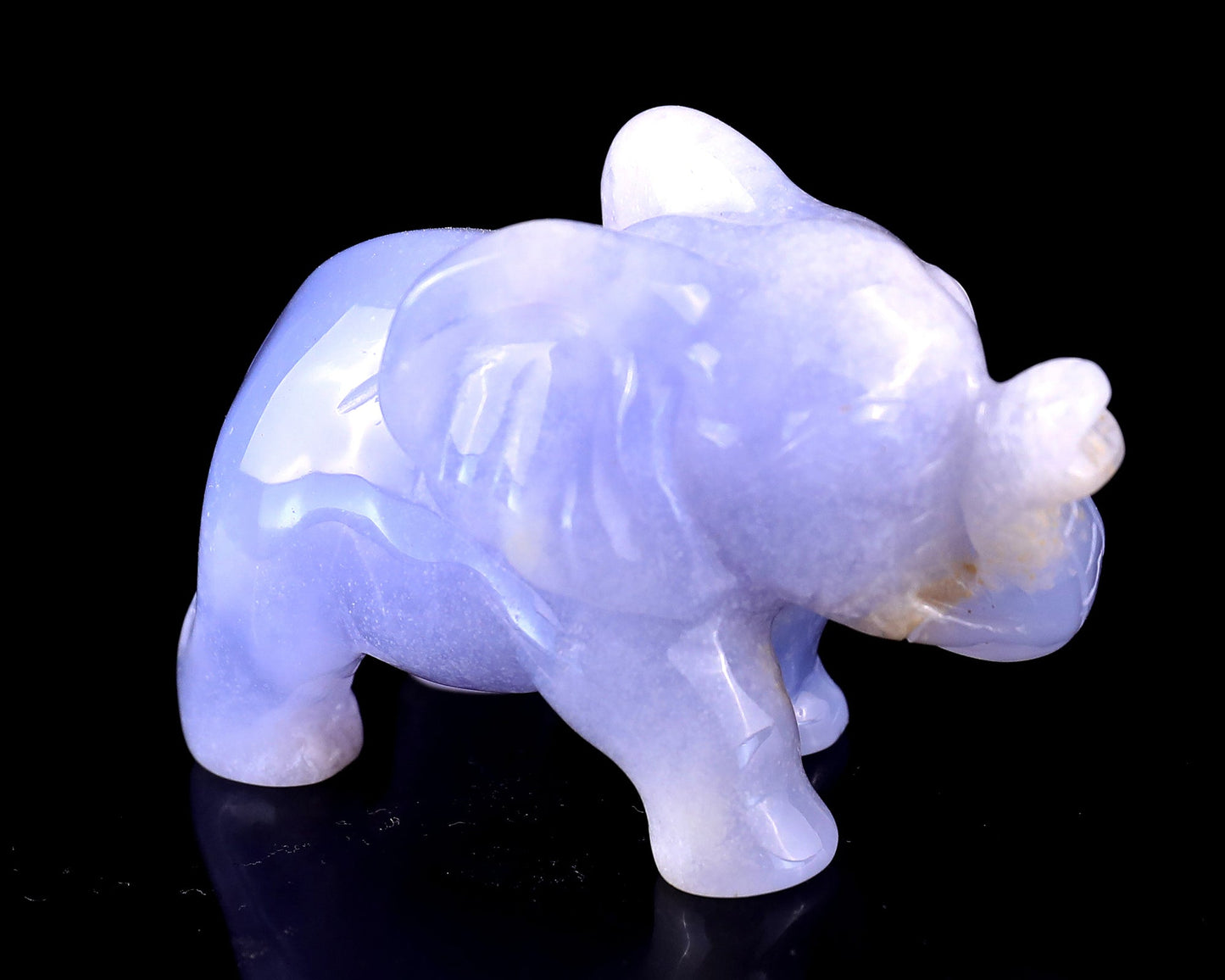 Nicedony 2.4" Blue Chalcedony Hand Carved Crystal Elephant Sculpture - View 3