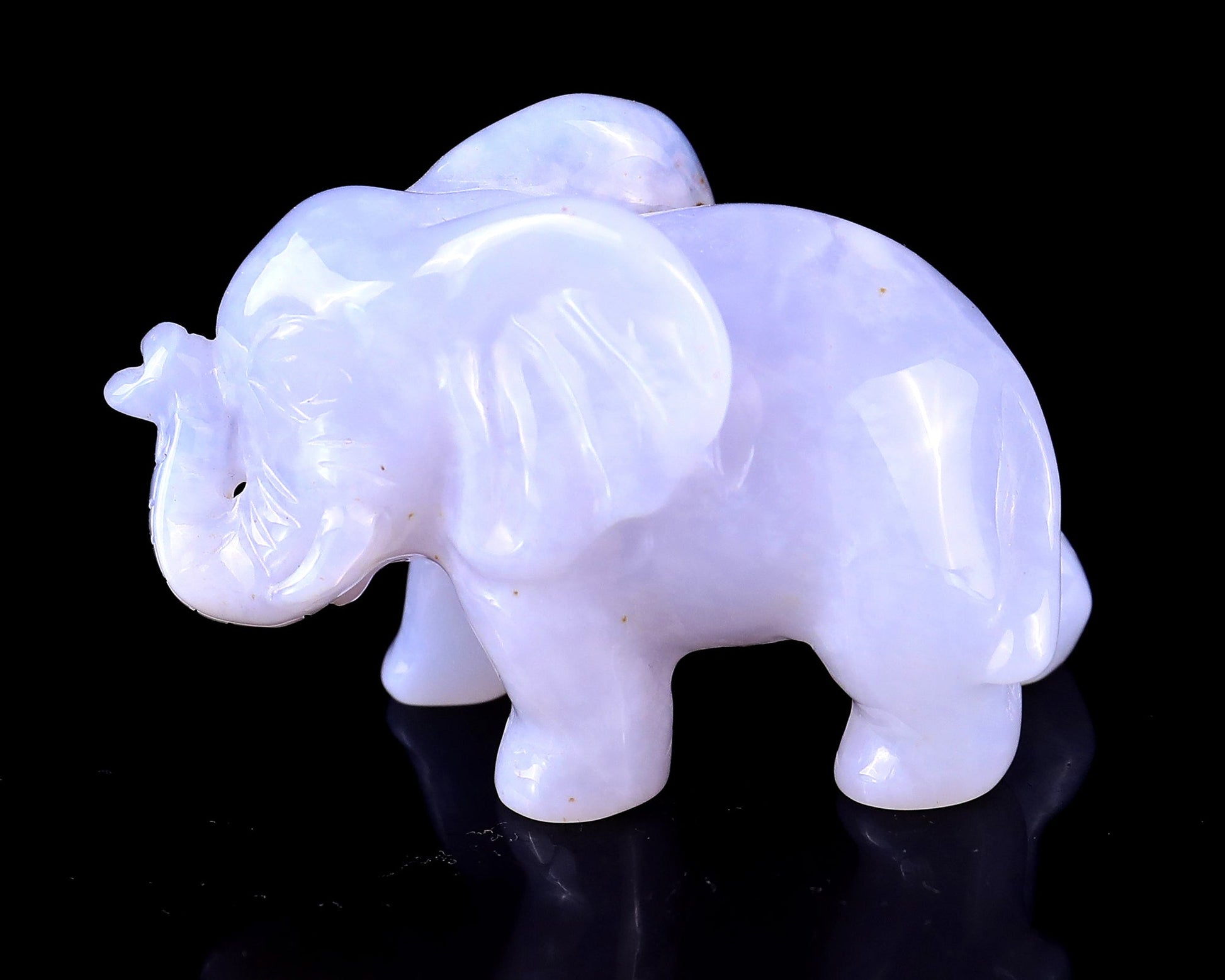 Nicedony 2.4" Blue Chalcedony Hand Carved Crystal Elephant Sculpture - View 18