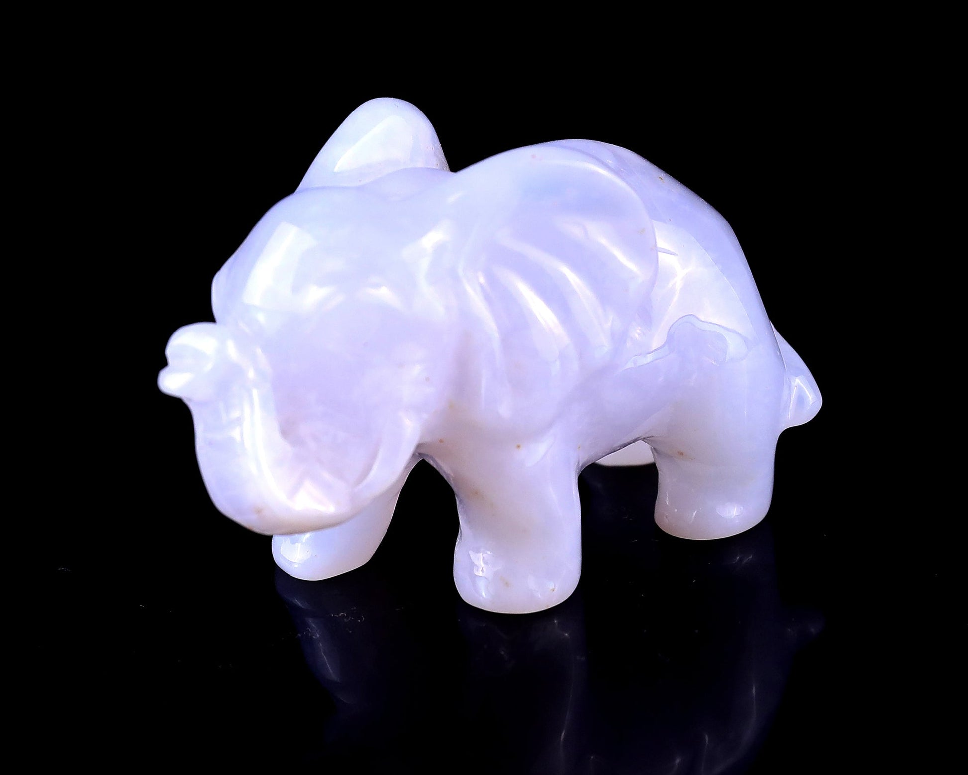 Nicedony 2.4" Blue Chalcedony Hand Carved Crystal Elephant Sculpture - View 20