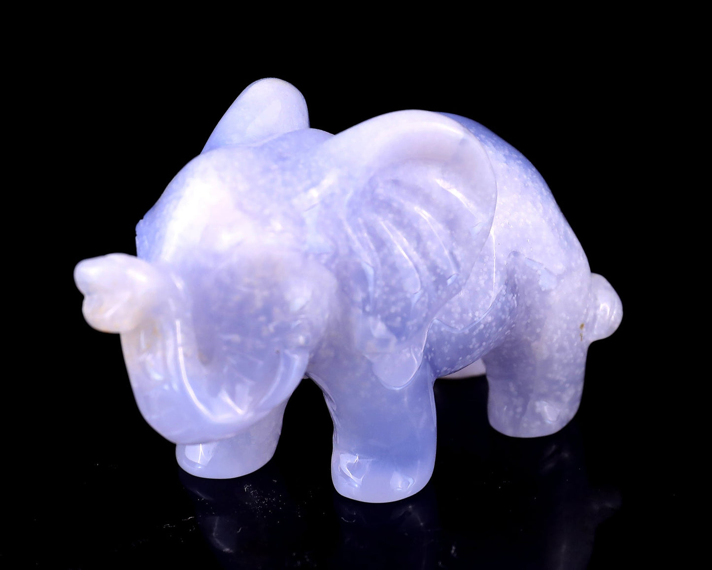 Nicedony 2.4" Blue Chalcedony Hand Carved Crystal Elephant Sculpture - View 10